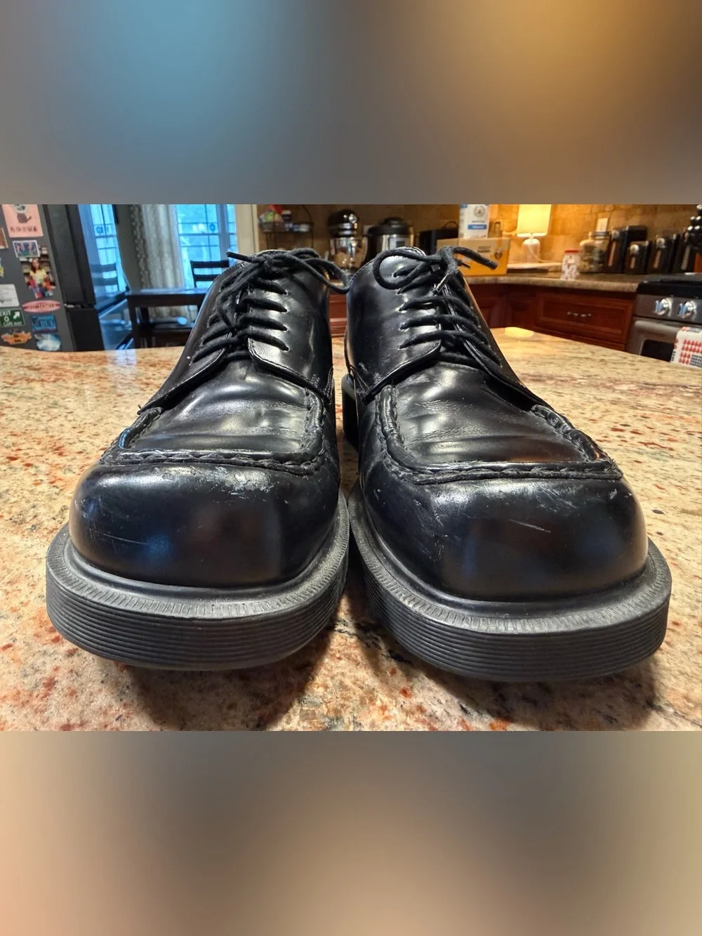 Vtg 90s Dr. Martens Black Leather Oxford Lace Up Loafers 8747 Lug Sole Mens Sz 9